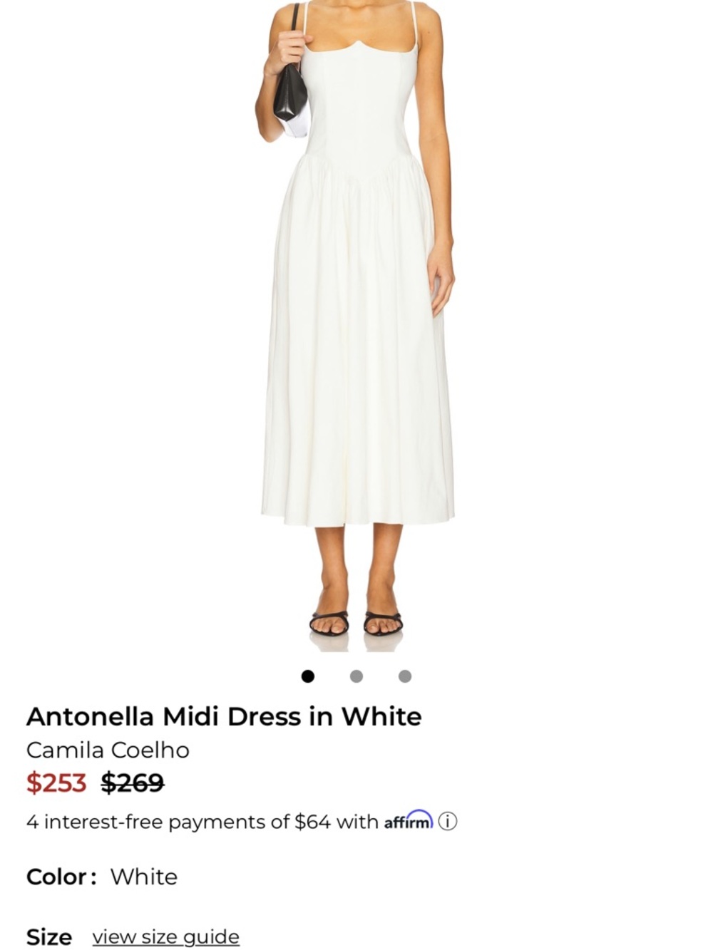 Camila Coelho Antonella Midi Dress – White – Size S